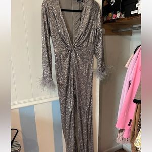 Gray sequined jumpsuit